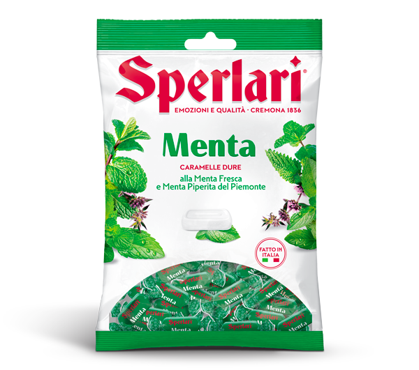 Ingredienti: zucchero, sciroppo di glucosio, aroma naturale di menta, aroma naturale di menta piperita del Piemonte, correttore di acidità (tartrato di potassio).