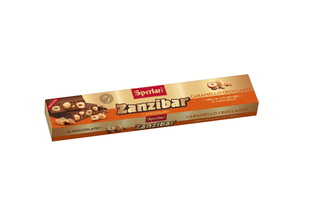 Torrone Nocciolato Zanzibar - Caramello Croccante GIANDUIA CON GRANELLA DI CARAMELLO