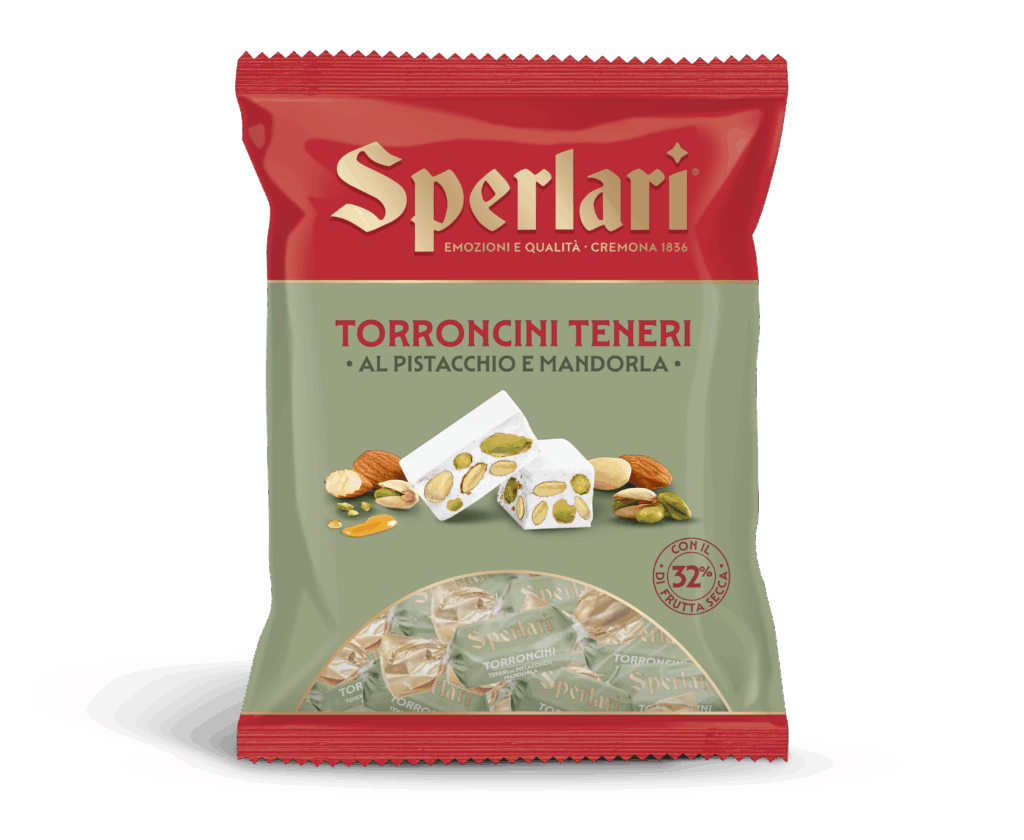 I torroncini bianchi Sperlari, classici o teneri, con mandorle e pistacchi selezionati, rappresentano il perfetto incontro tra tradizione e golosità.
