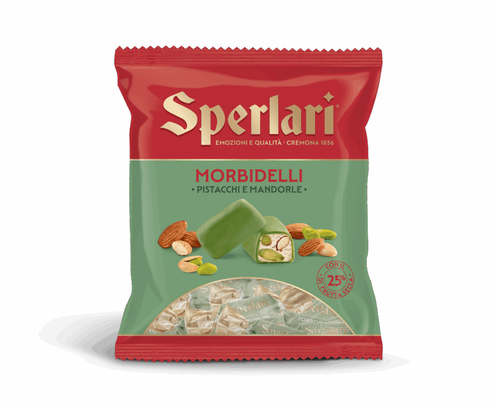 Con i Morbidelli Sperlari, la morbidezza del torroncino, incontra la croccantezza della frutta secca e il gusto avvolgenete delle golose coperture.