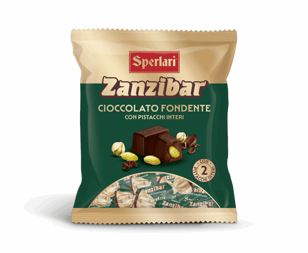 Con i torroncini nocciolati Zanzibar, il gusto intenso del cioccolato incontra la croccantezza delle due nocciole intere.