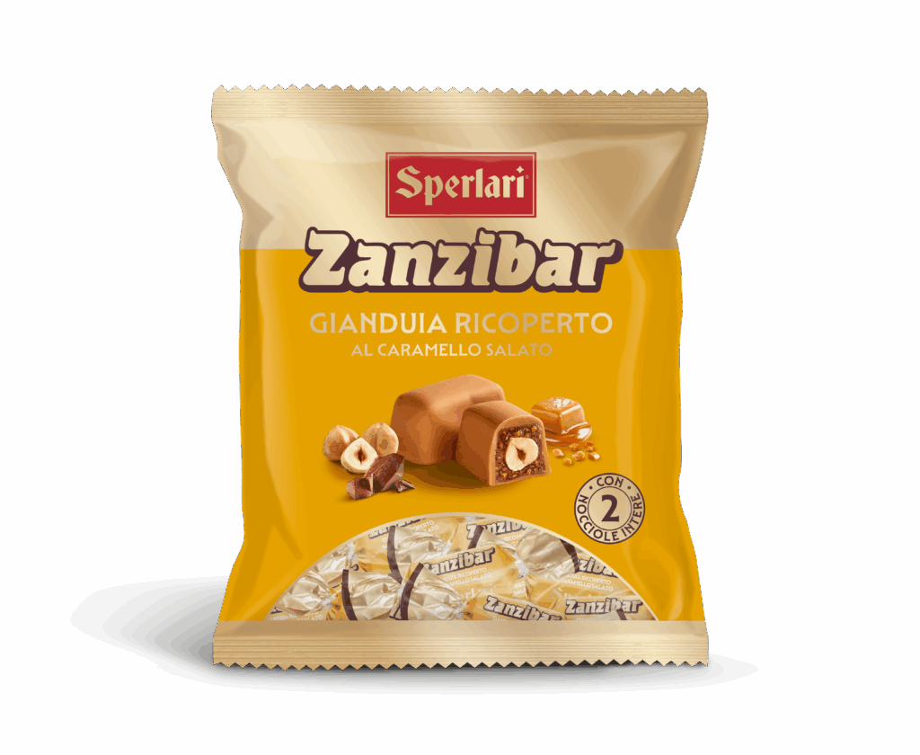 Con i torroncini nocciolati Zanzibar, il gusto intenso del cioccolato incontra la croccantezza delle due nocciole intere.