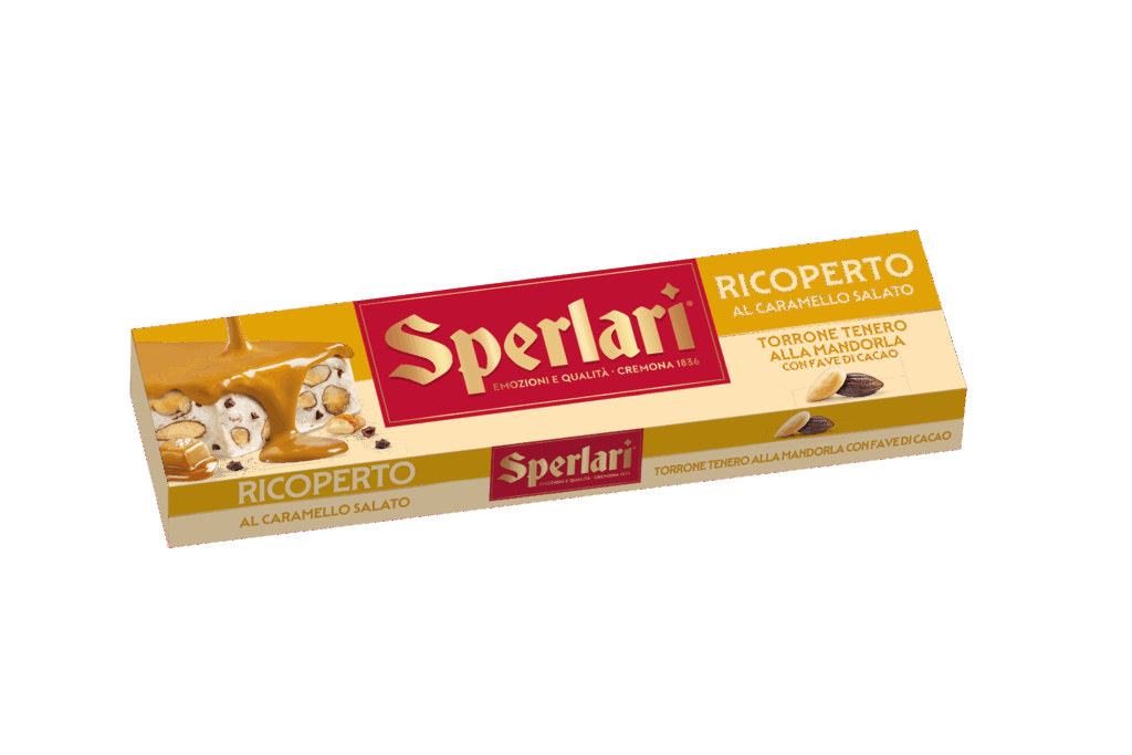 Torrone Ricoperto - Tenero alla Mandorla con fave di cacao RICOPERTO AL CARAMELLO SALATO