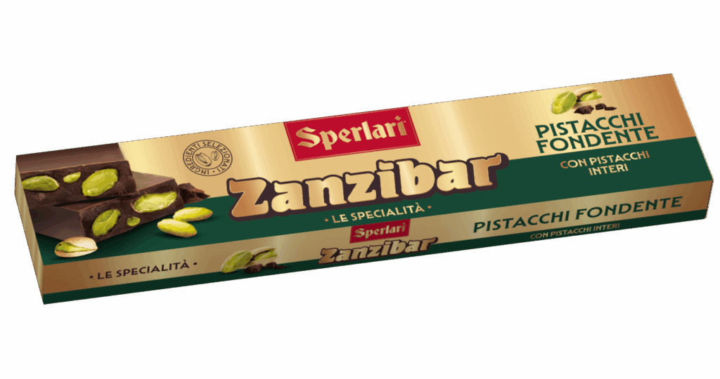 Il nocciolato Zanzibar unisce il gusto avvolgente del cioccolato gianduia o fondente alla croccantezza delle nocciole intere e della frutta secca.